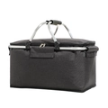 Foldable insulated picnic basket, black cooler bag with sturdy aluminum handle for camping. - Black (Upgraded with Frame) 40*23*20 cm
