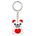 Portachiavi orsetto in PVC bianco con cuore rosso e anello in metallo per San Valentino - Orso con Cuore