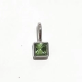 Silver pendant featuring a square emerald green gemstone birthstone for DIY necklaces - Silver - August