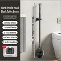Black telescopic wall-mounted toilet brush with curved head and adjustable 780-1200mm handle - Extended Telescopic Hair Plant Toilet Brush / Black