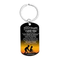 Stainless steel keychain for daughter with sunset cycling graphic and father's message - CW0041 Sunset Father Daughter