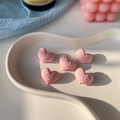 Five sweet pink heart-shaped hair clips with textured finish on a white tray - Pink Heart Style (1023E5)
