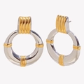 Minimalistische 18K vergoldete Edelstahl-Creolen in Bicolor-Gold und Silber-Design - Zweifarbig (Gold & Silber)