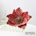 Red velvet artificial magnolia flower with gold glitter for Christmas tree decor - Dusty Pink