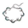 Bracciale celeste in argento con ciondoli a luna e stella in conchiglia abalone - Luna