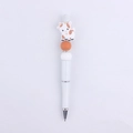 Detail of creative cartoon cow silicone bead on a white DIY plastic ballpoint pen - Goat White