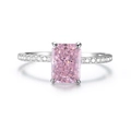 S925 sterling zilveren ring met rechthoekige roze zirkoon en zijstenen in pavé - US 5 / Roze Zirkonia