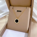 Titanium steel choker with a gold finish featuring a black disk and white crystals - Black Disc Zircon Gold (N210)