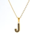 Golden 18k stainless steel necklace featuring a letter J pendant with striped texture - Letter J (Single Pendant)