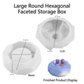 Detailed silicone mold set for hexagonal faceted candle jar with precise dimensions - Large Faceted Hexagon Storage Box (Base + Lid)