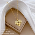 Detail of gold heart pendant with crystals and dimensions: 2.7x2.4cm and 40+5cm chain - Gold Heart Style (C301)