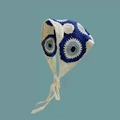 Handmade crochet evil eye bandana headscarf in blue and white knit pattern - Evil Eye