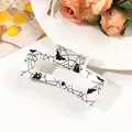 Square Halloween claw clip with spider web and ghost prints in white finish - Cream White Halloween Spiderweb