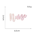 Detail of pink embroidered 'Nurse' patch with dimensions showing 3.4 cm height and 6.8 cm width - Hot Melt Adhesive Patch 8#-Nurse Word