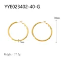 Polished 18K gold plated stainless steel hoop earrings in 40mm minimalist style - Gold 40mm(YYE023402-40-G)