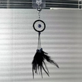 Black handmade dreamcatcher car charm with blue evil eye bead and peacock feathers - 9528H Black With Keychain