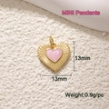 Detailed view of 13mm gold plated heart pendant with pink enamel and 0.9g weight - Mini Pink Enamel Pendant / Pink Heart