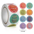 Easter egg cartoon stickers in 8 designs with colorful stripes and dots for holiday decoration - Geometric Texture Egg Series (K-181) / 500 Pieces/Pack (Diameter 2.5cm)