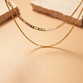 Elegantes 18k vergoldetes Doppelschicht-Halsketten-Set mit Figaro- und Schlangenkette - Gold Doppelpack