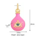 Pink enamel potion bottle pendant with evil eye design and gold plated finish - L086376 / Pink