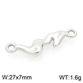 Silver wavy ocean style stainless steel pendant connector, size 27x7mm and 1.6g weight - Silver W-Shape Connector (KLJ9922-Z)