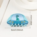 Pinza per capelli blu a forma di UFO, lunghezza 9 cm, in plastica resistente - UFO Blu