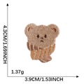 Cartoon bear towel embroidery patch with brown scarf and detailed stitch texture - Striped Scarf Brown Bear-4.3*3.9cm
