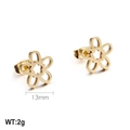 Goldene Sonnenblumen-Ohrstecker aus Edelstahl mit 13mm Fünf-Blatt-Design für Damen - Goldfarbe (KLJ576-Z)