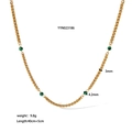 Collier en acier plaqué or 18K avec perles rondes en malachite naturelle de 4,2mm - Collier Chaîne Torsadée en Malachite (YYN023186)