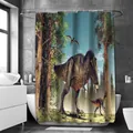 Waterproof polyester shower curtain featuring dinosaur prehistoric forest print - 120*180CM Single Shower Curtain / Dinosaur Pattern 04