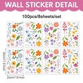 Set mit 100 Boho-Gänseblümchen-Wandstickern auf 8 Bögen für Wohn- und Kinderzimmerdeko - 20x30cm (UV8CZW30023T_T)