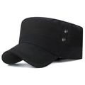 Classic black military flat top tactical cap made of durable cotton twill fabric - Adjustable / Black