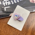 Purple candy color acetate heart hair clip with pink resin and sparkling rhinestones - Metallic Purple