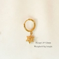 Detailed view of 14K gold plated hoop earring with star pendant, 12mm size and 0.9g weight - Compass