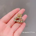 Goldene Mini-Haarklammer mit klaren Strasssteinen aus Legierung, 2,7x2,3 cm - M1-014 Vollstrass-Halbkreis