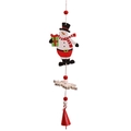 Wooden snowman Christmas ornament with snowflake cutout and red bell pendant - Snowman