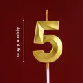 Golden number 5 birthday candle with geometric facets and 4.8cm height for cake decor - Gold Diamond-faceted Number Candle 5