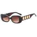 Fashion square tortoise sunglasses with gradient brown lenses and rhinestone temples - Tea Frame Tea Lens