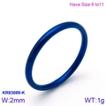 Minimalist 2mm blue titanium steel band ring in polished finish for stacking - Blue