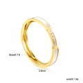 Minimalist 18K gold plated ring with white shell inlay and sparkling cubic zirconia stones - Gold Mother of Pearl Crystal Style