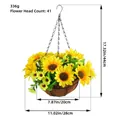 Hanging basket with 41 artificial sunflowers, 11 inch diameter, yellow home decor - Sunflower Style Hanging Basket