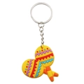 Porte-clés maracas en PVC jaune avec des motifs géométriques colorés de fête - Maracas