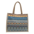 Sac cabas ethnique bohème avec motifs géométriques et anses en corde tressée - Style 4