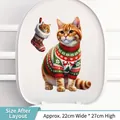 Sticker de toilette chat de Noël avec chaton festif, dimensions 22cm x 27cm - Style de Noël 02 (Chat en Chandail de Noël)