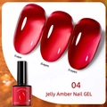 Semi-transparent jelly amber nail gel in red shade 04 with 1 to 3 layer effects - Jelly Amber 04