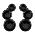 Clous d'oreilles 16G en acier inoxydable noir avec quatre cristaux tchèques noirs gradués - 16G-6mm-Oreille Gauche / Base Noire - Zircon Noir