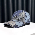 Lace floral baseball cap with rhinestone butterfly detail and elegant embroidery - Adjustable / Navy Blue