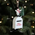 Christmas snowman mailbox ornament with festive tree and Merry Christmas text - Snowman Decor Style / White Vintage Style