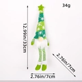 Green and white LED Christmas sequin gnome plush ornament with snowflake hat and size specs - Green Long-Legged Doll with Light
