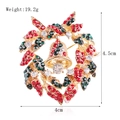 Christmas wreath brooch pin with red and green rhinestones and golden bell - xz4173 Bell Wreath